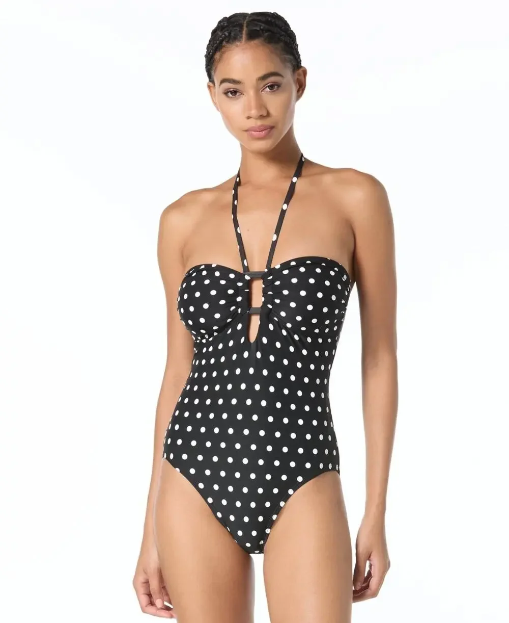 MICHAEL Michael Kors Women's Bandeau Neck Swim One-Piece Black Size 8 1128